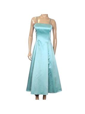 Scott McClintock Satin Formal Dress Vintage Y2K Tea Length Princess Prom Size 8